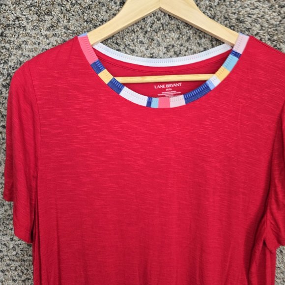 Lane Bryant Top Womens Plus 14/16 Red Crew Neck Short Sleeve‎ Tunic Casual - Picture 4 of 7